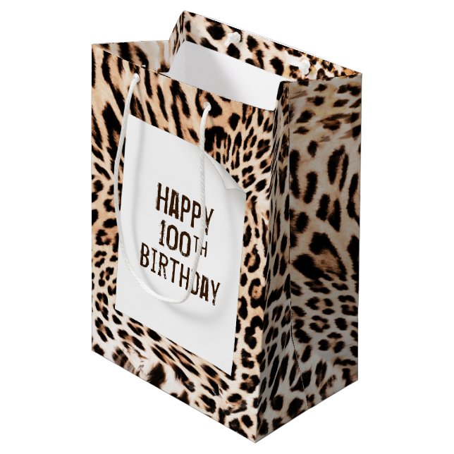 Bolsa de regalo medio para la impresión de leopard (Angulo Anverso)