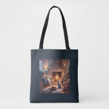 Bolsa de regalo navideña con los gatos acogedores