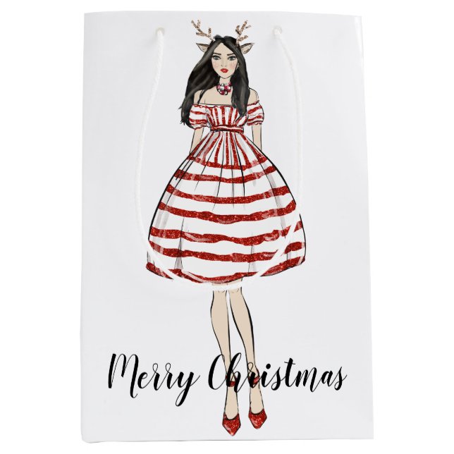 Bolsa de regalo navideña media navideña (Anverso)