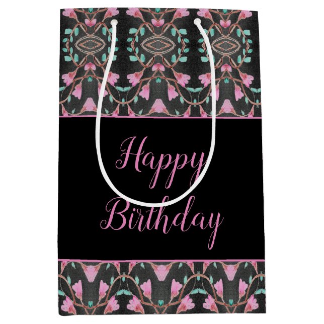 Bolsa de regalo negra con acento Verde azulado y r (Anverso)