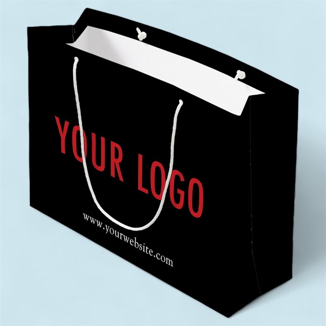 Bolsa de regalo negra personalizada con logotipo d (MISOOK 12.5 x 4 x 9 inch Black Gift Bag with Logo)