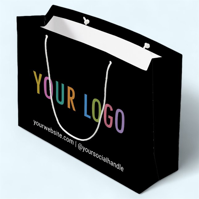 Bolsa de regalo negra personalizada con logotipo d (MISOOK 12.5 x 4 x 9 inch Black Gift Bag with Logo)
