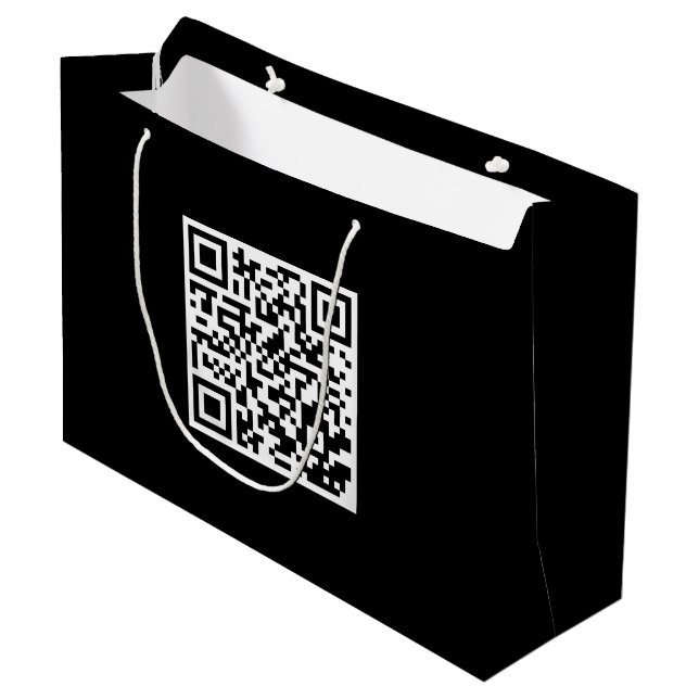 Bolsa de regalo negro personalizado con código QR  (Angulo Anverso)