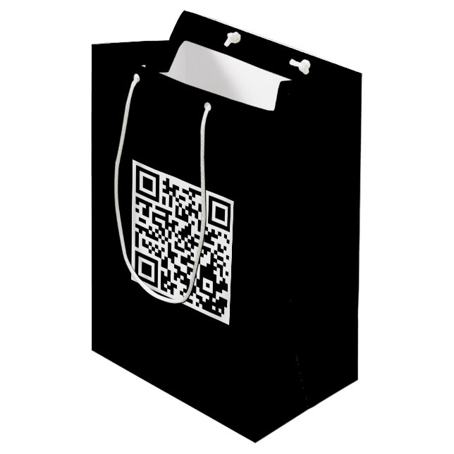 Bolsa de regalo negro personalizado con código QR  (Angulo Anverso)