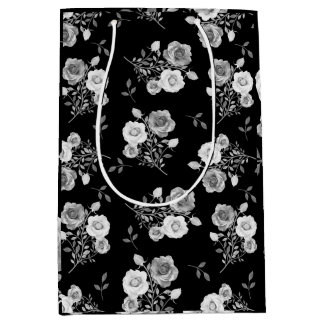 Bolsa de regalo para bodas de rosas blancas y negr