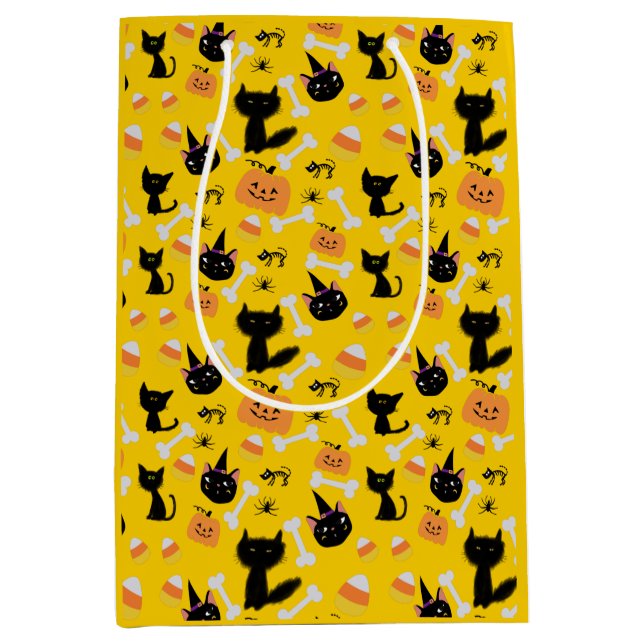 Bolsa de regalo para calabaza y gatos negros de Ha