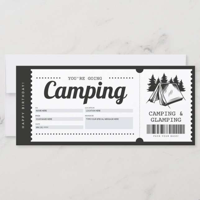 Bolsa de regalo para camping, certificado de campa (Anverso)