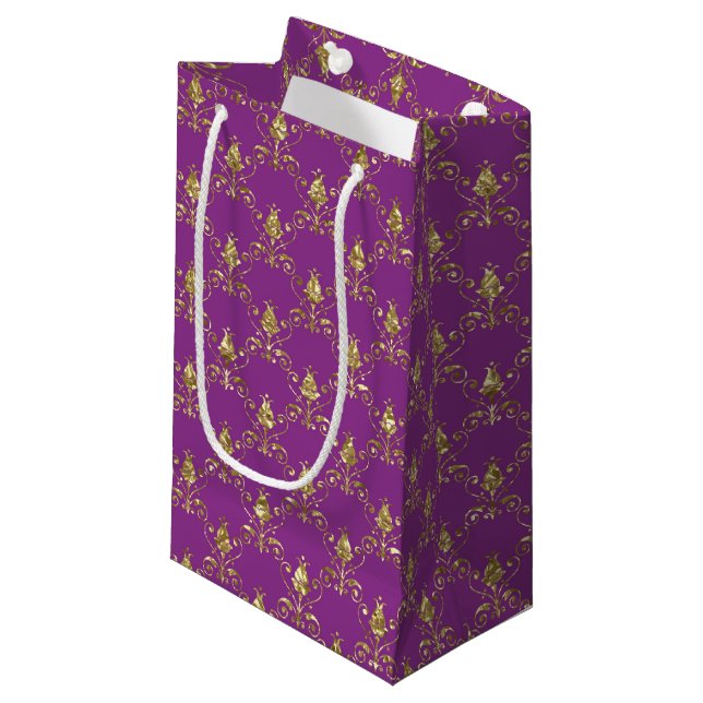 Bolsa de regalo para damasco de oro y rosa profund (Angulo Anverso)