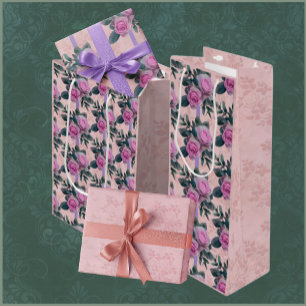 Bolsa de regalo para damasquinados de rosas rosada