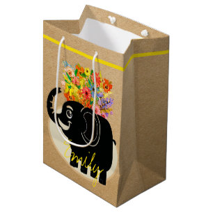 Bolsa de regalo para elefantes y flores