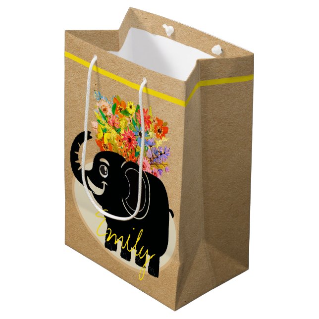 Bolsa de regalo para elefantes y flores (Angulo Anverso)