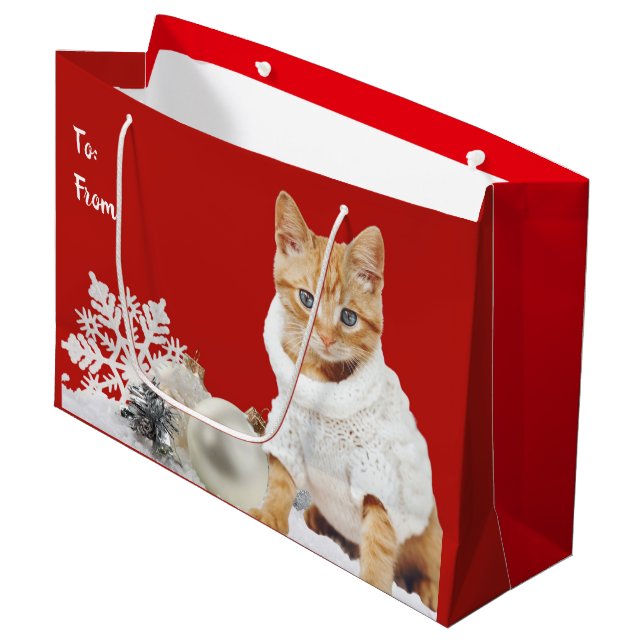 Bolsa de regalo para gato de Navidades personaliza (Angulo Anverso)