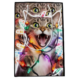 Bolsa de regalo para gato festivo con luces de vac
