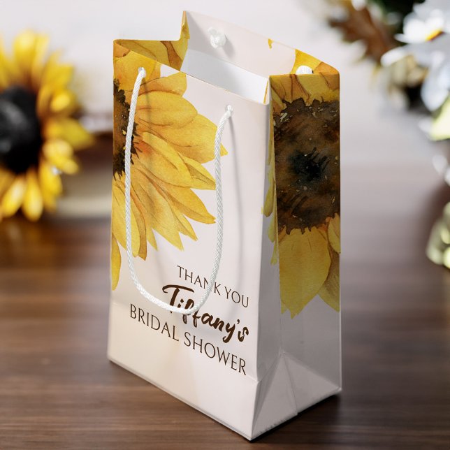 Bolsa de regalo para la ducha giratoria (Sunflower bridal shower shower favor gift bag)