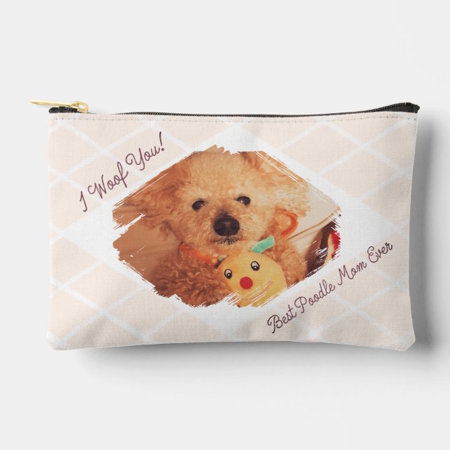 Bolsa de regalo para mamá de Poodle beige con foto (Anverso)