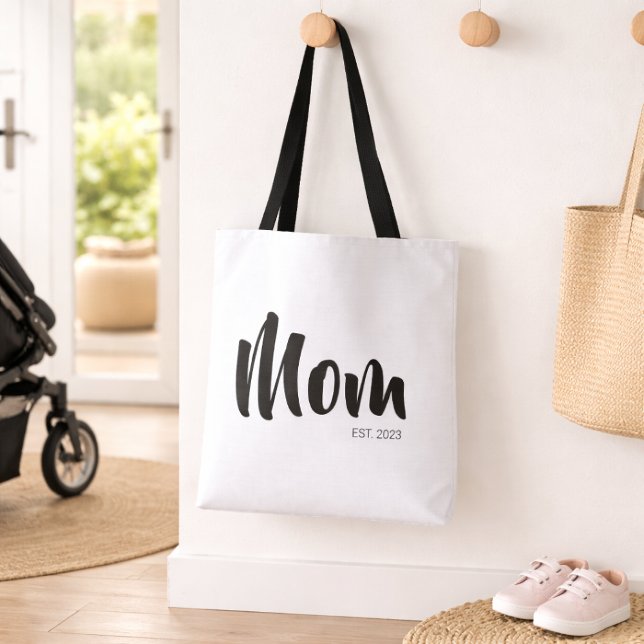 Bolsa de regalo para mamá establecida (Mom Established Typography Tote Bag)