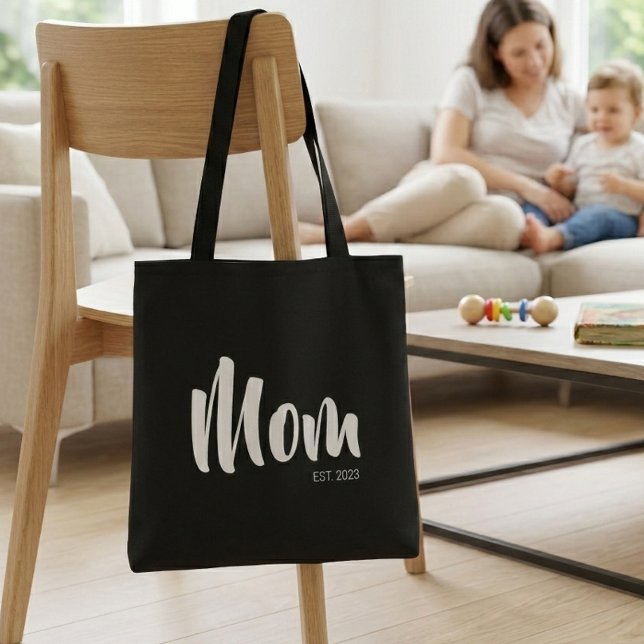Bolsa de regalo para mamá establecida (Mom Established Typography Tote Bag)