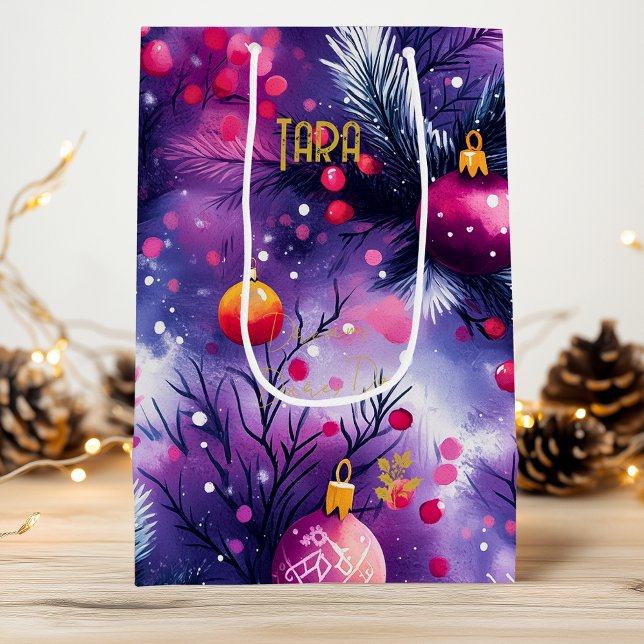 Bolsa de regalo para Navidades de ornamento morado (Subido por el creador)