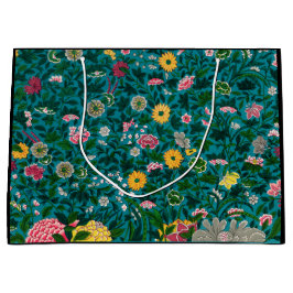 BOLSA DE REGALO PATRÓN FLORAL CHINO NEGRO Y VERDE