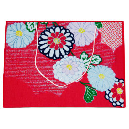 Bolsa de regalo PATRÓN JAPONÉS RED KIMONO CON FLOR