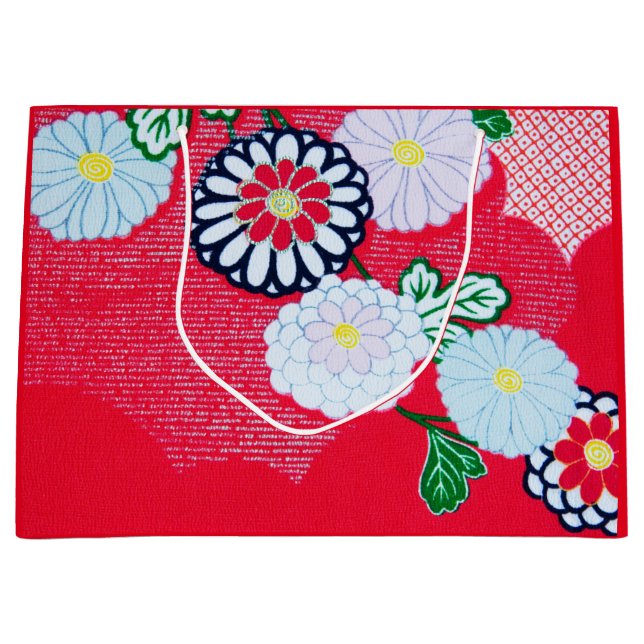 Bolsa de regalo PATRÓN JAPONÉS RED KIMONO CON FLOR (Anverso)