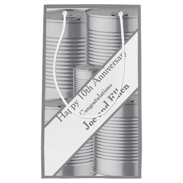 Bolsa De Regalo Pequeña 10th Wedding Anniversary, Tin Anniversary (Anverso)