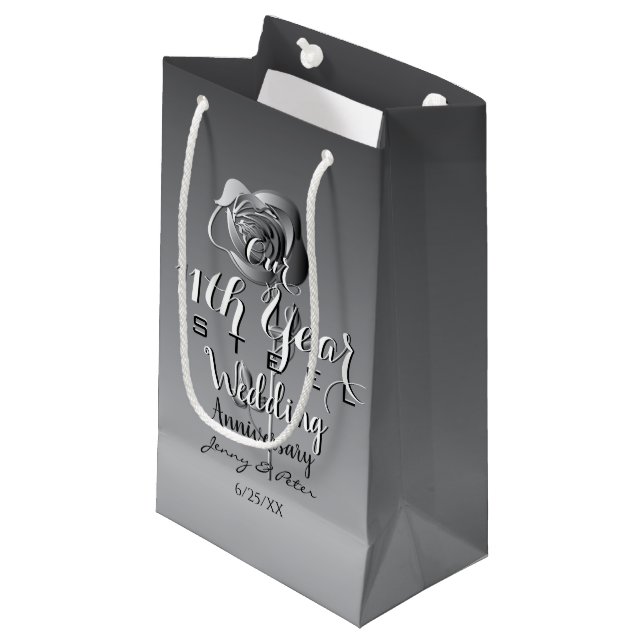Bolsa De Regalo Pequeña 11.º Boda Aniversario Rosa de acero  (Angulo Anverso)