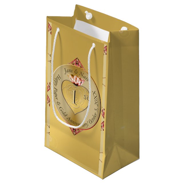 Bolsa De Regalo Pequeña 1.ᵉʳ aniversario Boda de oro (Angulo Anverso)