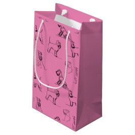 Bolsa De Regalo Pequeña 1-5 Patrón de arte de la línea Schnauzer 001 Rosa