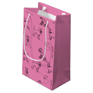 Bolsa De Regalo Pequeña 1-5 Patrón de arte de la línea Schnauzer 001 Rosa