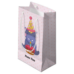 Bolsa De Regalo Pequeña 1r Hipopótamo del cumpleaños