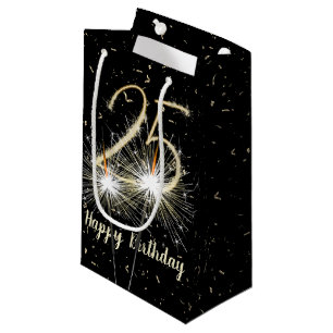 Bolsa De Regalo Pequeña 25.º Cumpleaños Sparkler En Negro