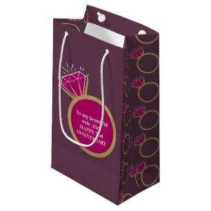 Bolsa De Regalo Pequeña 2.º Aniversario boda garnet anillo de gema rojo os