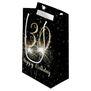Bolsa De Regalo Pequeña 30.º cumpleaños Sparkler en negro