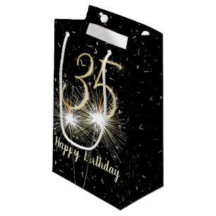 Bolsa De Regalo Pequeña 35.º Cumpleaños Sparkler En Negro