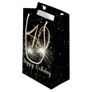 Bolsa De Regalo Pequeña 40.º cumpleaños Sparkler en negro