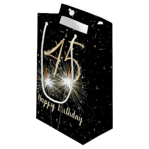 Bolsa De Regalo Pequeña 45.º cumpleaños Sparkler en negro