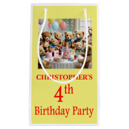 Bolsa De Regalo Pequeña 4.ª Fiesta de cumpleaños Teddy Bears Fiesta