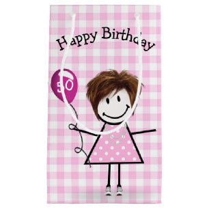 Bolsa De Regalo Pequeña 50.ª Pala de cumpleaños con globo rosa