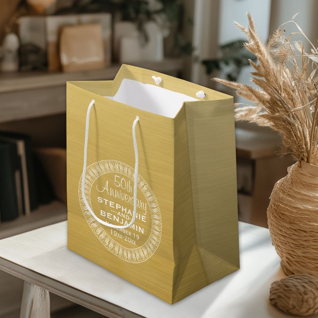 Bolsa De Regalo Pequeña 50.º Aniversario Boda Oro personalizado (Custom Gift Bag)