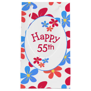 Bolsa De Regalo Pequeña 55.º Cumpleaños De Daisies En Blanco