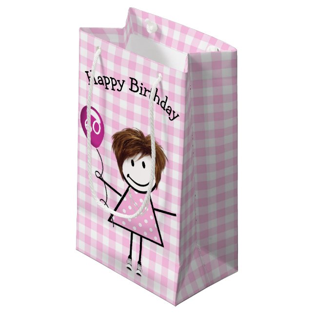 Bolsa De Regalo Pequeña 60.ª Pala de cumpleaños con globo rosa (Angulo Anverso)