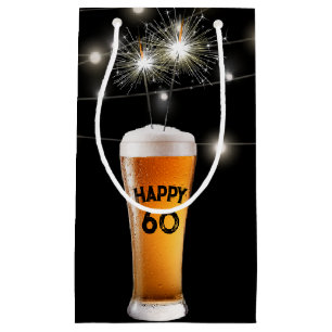 Bolsa De Regalo Pequeña 60.º Cumpleaños Sparkler En Cerveza