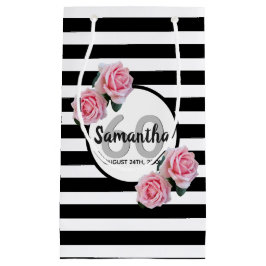 Bolsa De Regalo Pequeña 60 años rosas rosas rosas negras rayas blancas