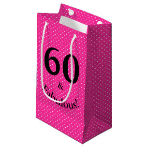 Bolsa De Regalo Pequeña 60 & Fabuloso Cumpleaños Brillantes Lunares Rosado