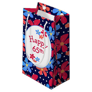 Bolsa De Regalo Pequeña 65.ª Daisies De Cumpleaños En Puntos De Polka