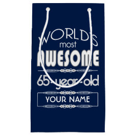 Bolsa De Regalo Pequeña 65.o Del cumpleaños de los mundos azul marino