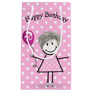 Bolsa De Regalo Pequeña 70.ª Pala de cumpleaños con globo rosa