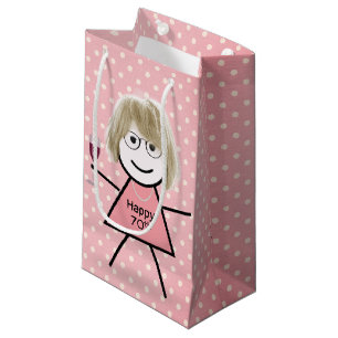 Bolsa De Regalo Pequeña 70.ª Palo De Cumpleaños En Puntos De Polka