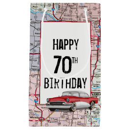 Bolsa De Regalo Pequeña 70.º Día de Nacimiento Retro Buick en el mapa